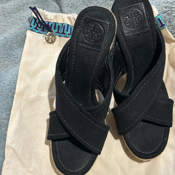 Tory Burch Original Golden Logo Wedge Espadrille Slide Sandals-8.5 - Picture 9 of 11